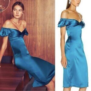 Alexis Cadiz Silk Satin Dress in Capri Blue Size XS